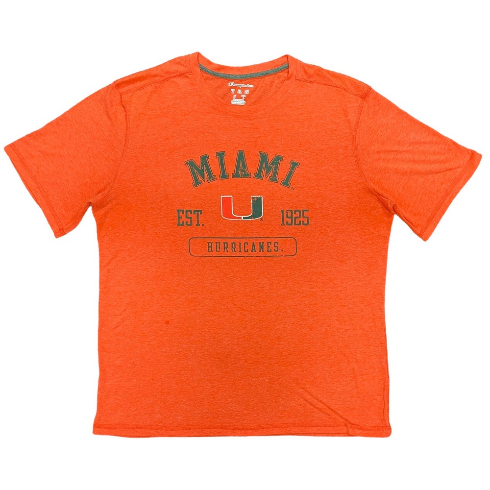 UM University of Miami Hurricanes Canes T-Shirt Men's Short Sleeve Orange Size M